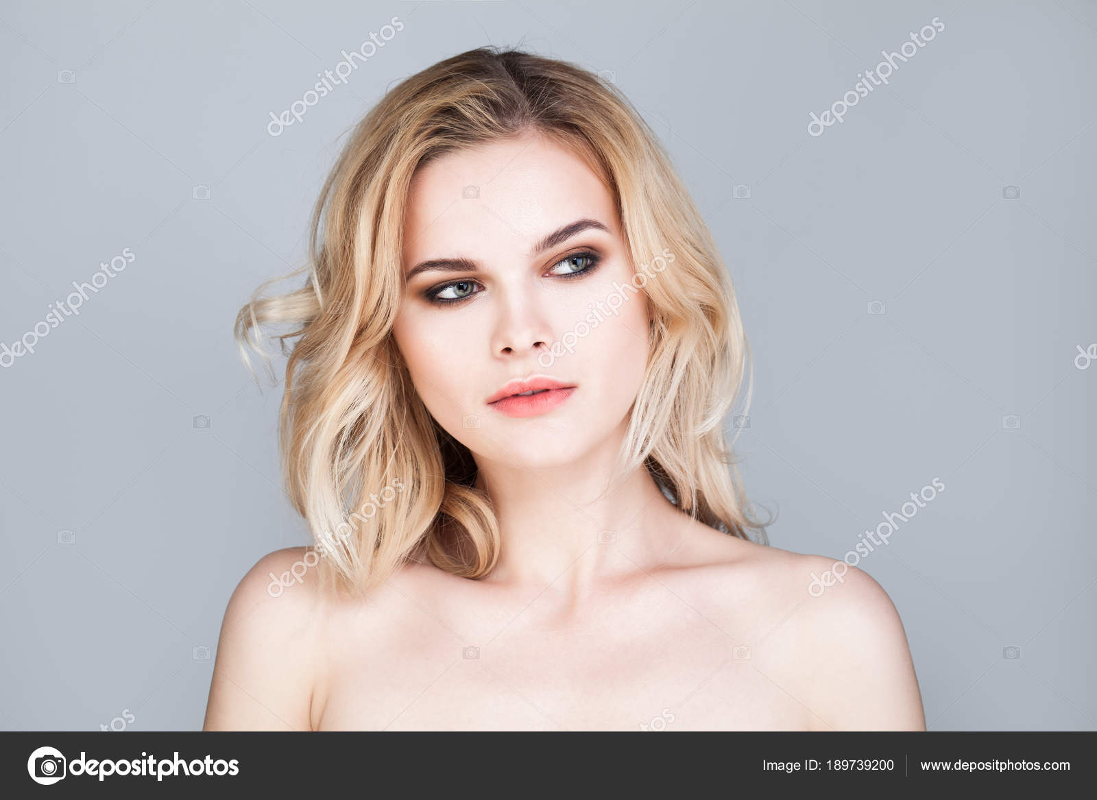 Attractive Woman With Blonde Bob Haircut Stock Photo