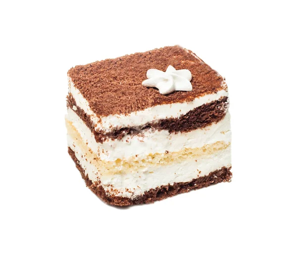 Bolo Tiramisu isolado sobre branco — Fotografia de Stock