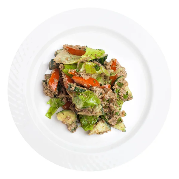 Ensalada de quinua con mezcla de verduras aislada en blanco, vista superior . — Foto de Stock