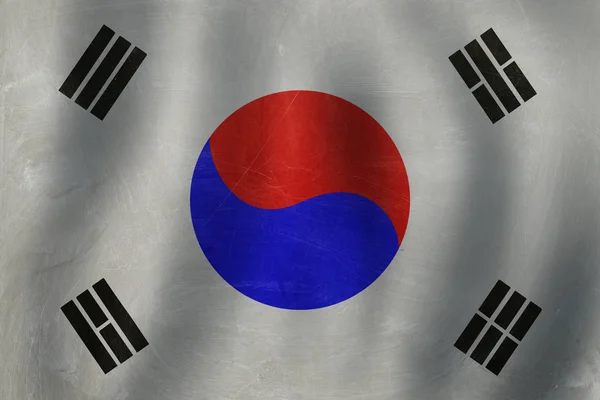 Koncept Korejské republiky. Cestujte do Jižní Koreje. Nápis - vlajky — Stock fotografie