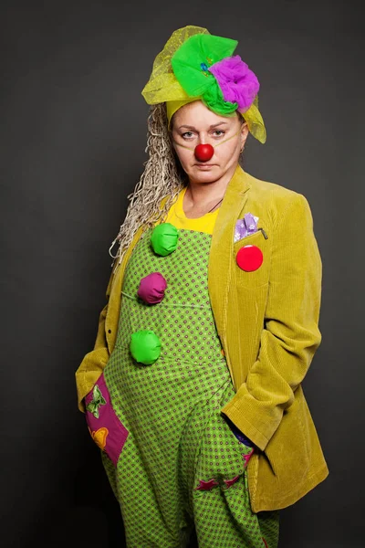 Woman clown studio portrait. Performance Actress, Clown Character