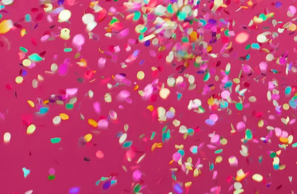 Colorful Confetti Falling Pink Background — Stock Photo, Image