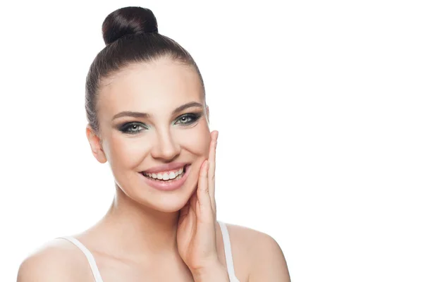 Glückliche Frau Spa Modell Isoliert Auf Weißem Hintergrund Schönes Gesicht — Stockfoto