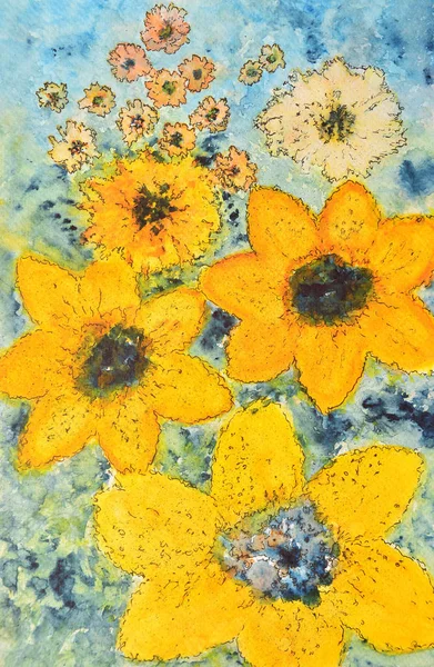 Akvarellmålning, blommor — Stockfoto