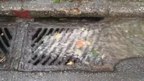 暴风雨流失街道排水沟 — 图库视频影像