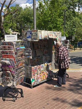 man reads newspaper headlines clipart