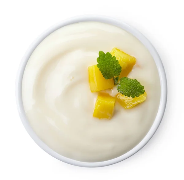 Mísu mango jogurt — Stock fotografie