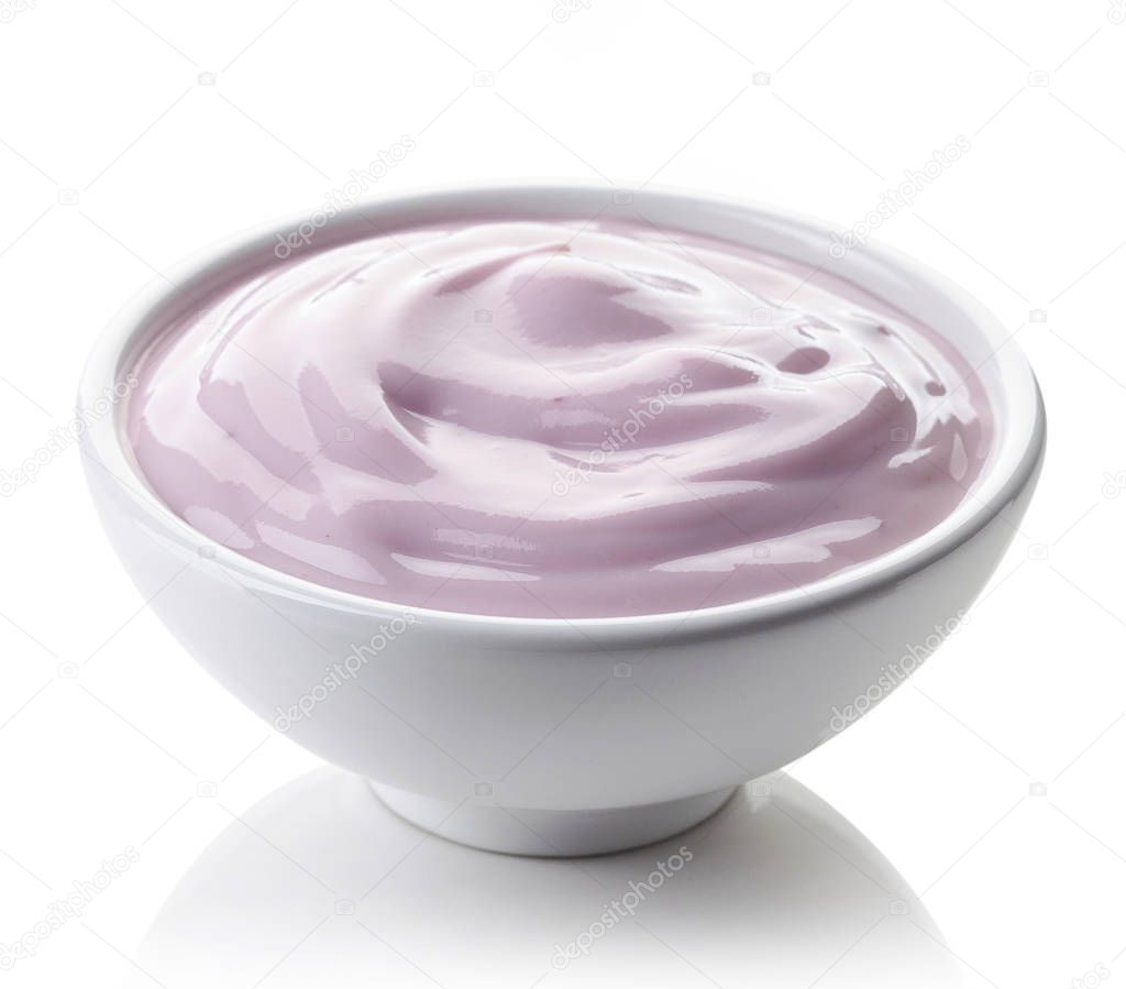 Bowl of blueberry yogurt — Stock Photo © baibaz 129090196