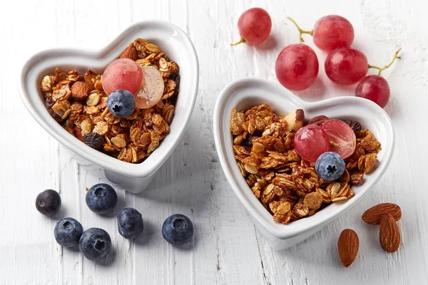 Homemade granola with nuts and raisins — Stock Photo, Image