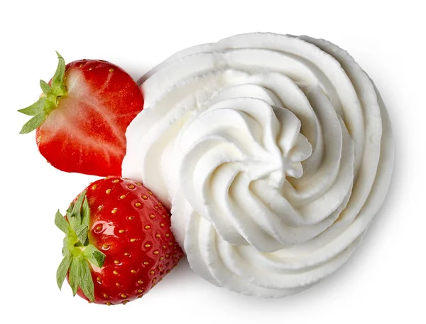Whipped cream and strawberries — Stock Photo, Image