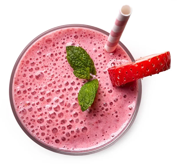 Glass of strawberry milkshake — Stock Photo, Image