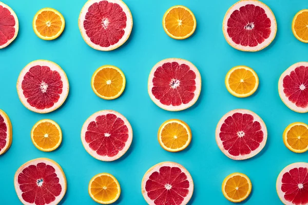 Padrão colorido de toranja e fatias de laranja — Fotografia de Stock