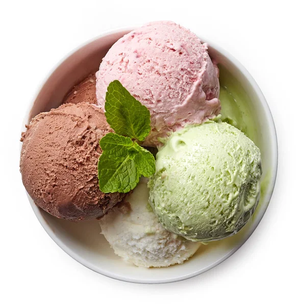 Ciotola di vari gelato colorato — Foto Stock