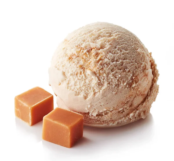 Caramel ice cream ball — Stock Photo, Image