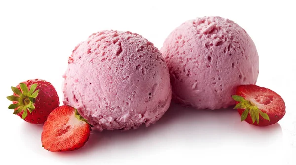 Δύο μπάλες παγωτό φράουλα — Φωτογραφία Αρχείου