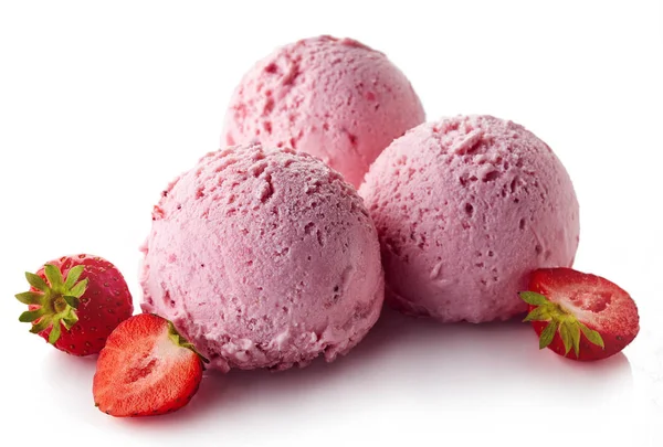 Τρεις μπάλες παγωτό φράουλα — Φωτογραφία Αρχείου