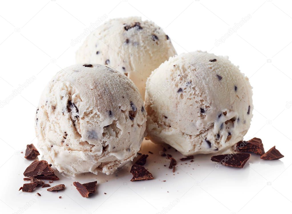 Three Italian Stracciatella ice cream balls