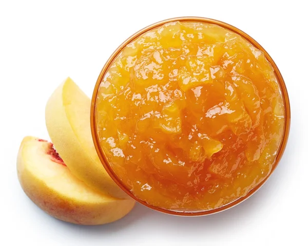 Bowl of peach jam — Stock Photo, Image
