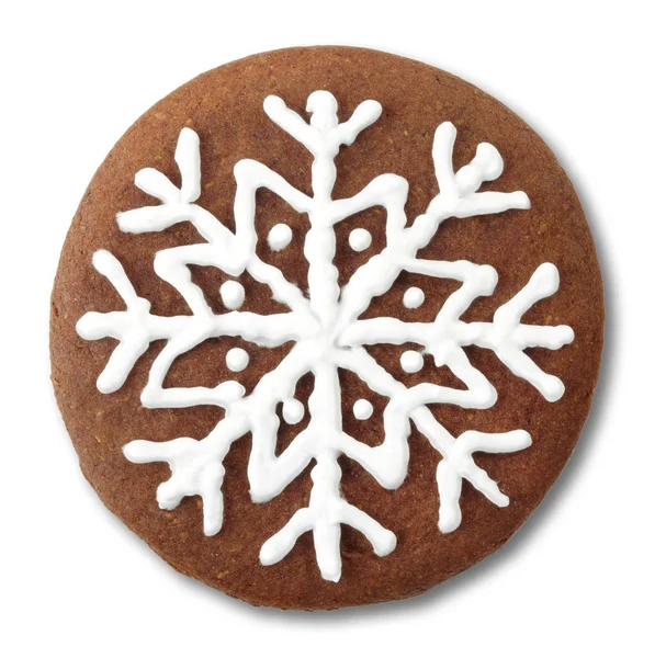 Round Christmas gingerbread cookie — Stock Photo, Image