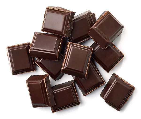 Pohled shora na kousky tmavé čokolády — Stock fotografie