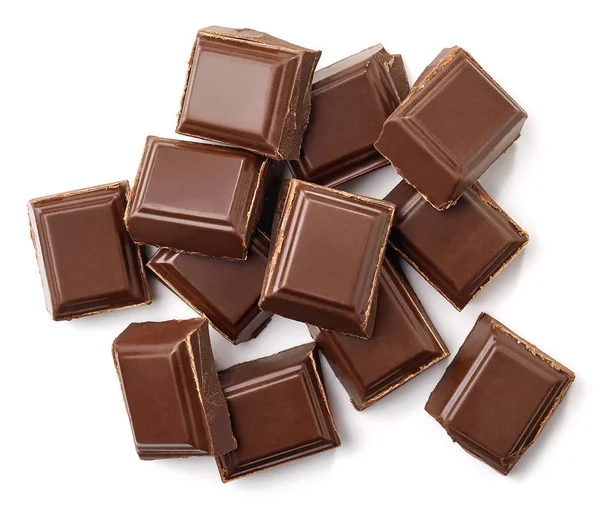 Milk chocolate pieces top view — Stock Photo, Image