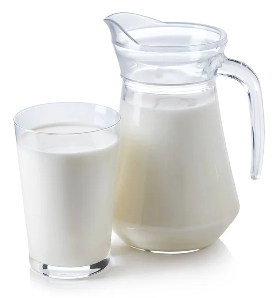 Vaso y jarra de leche — Foto de Stock