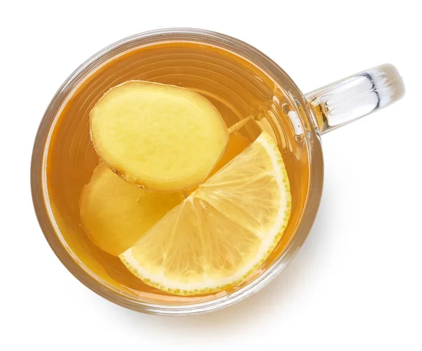 玻璃杯姜汁柠檬茶 — 图库照片