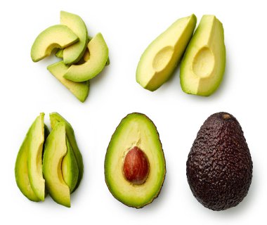 Whole and sliced avocado clipart