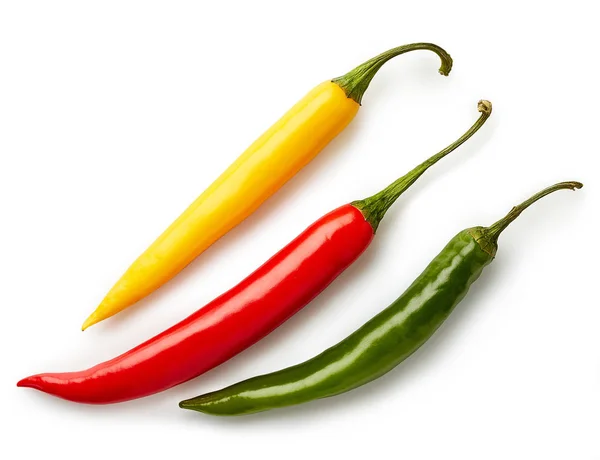 Three colorful chili peppers — Stock Photo, Image