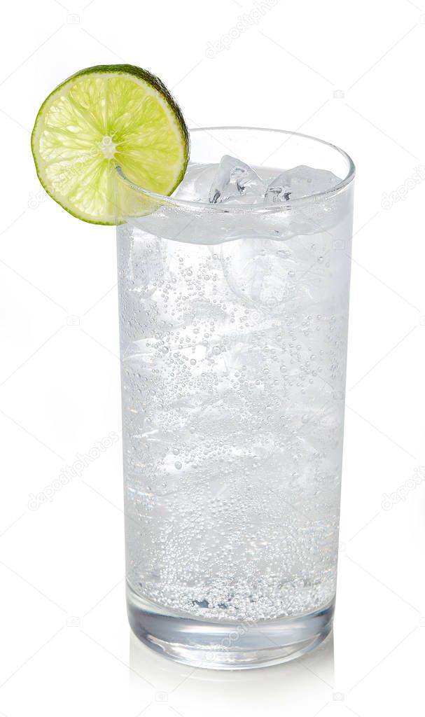 Glass of gin and tonic cocktail