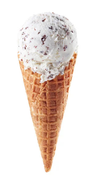 Italian Stracciatella ice cream with cone — Stock Photo, Image