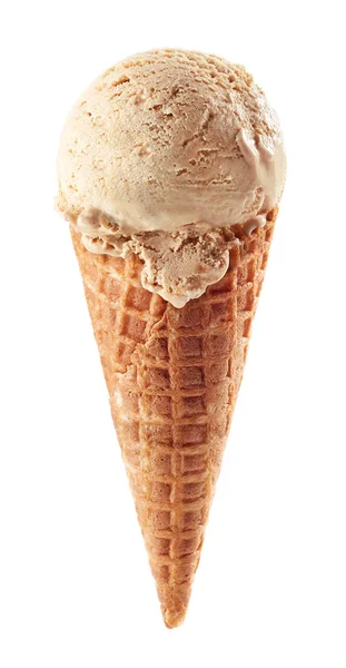 Caramel ice cream with cone — Stock Photo, Image