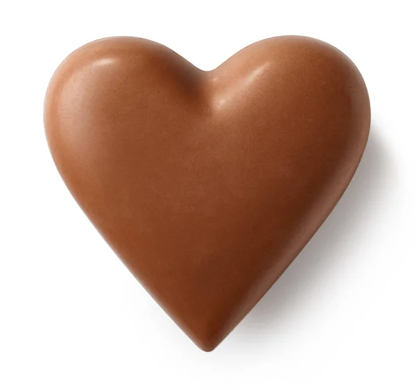 Milk chocolate heart on white background — Stock Photo, Image