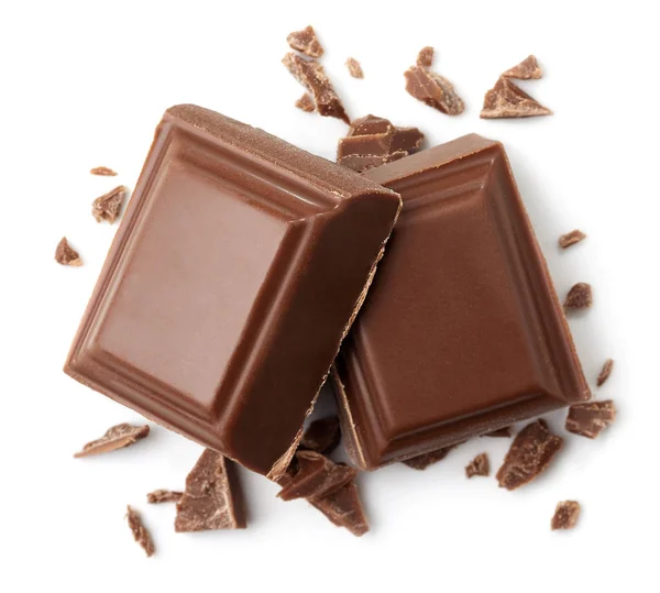 Dwa kawałki czekolady mlecznej — Zdjęcie stockowe