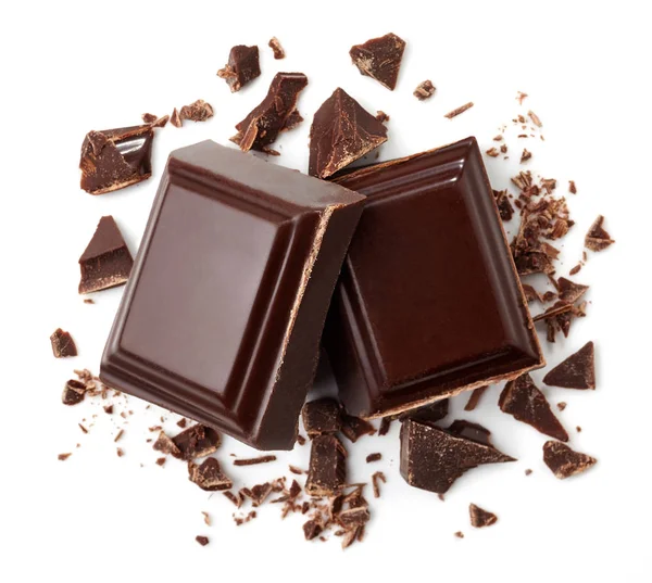 Dwa kawałki gorzkiej czekolady — Zdjęcie stockowe