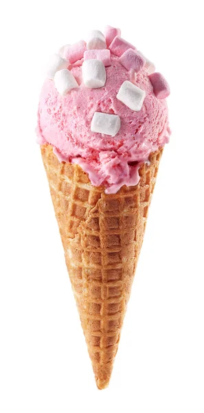 Полуничне морозиво з конусом — стокове фото