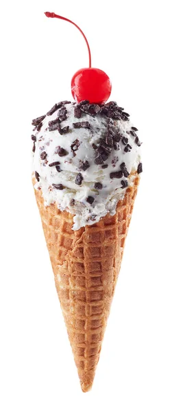 Итальянское мороженое Stracciatella с конусом — стоковое фото
