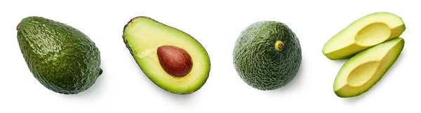 Hele, halve en gesneden avocado, vers — Stockfoto