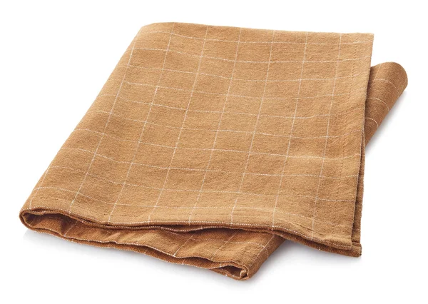 Folded light brown checkered cotton napkin — Stock Photo, Image