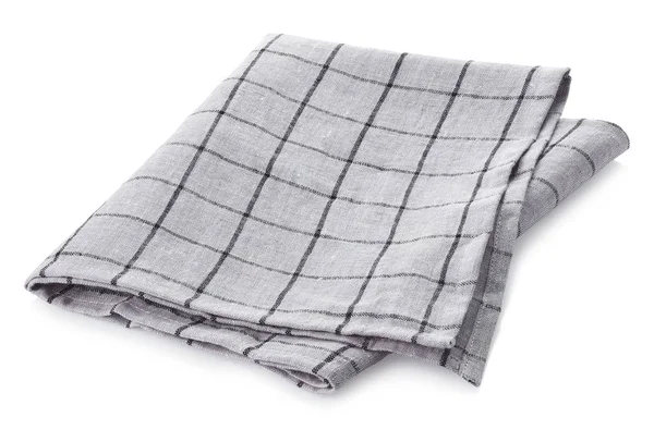 Folded light grey checkered cotton napkin — Stock Photo, Image