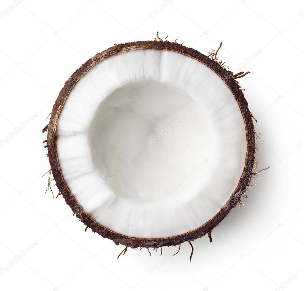 Half of coconut isolated on white background