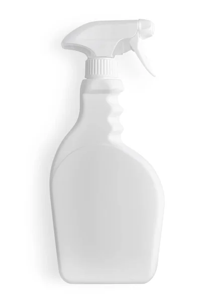 Flacon Plastique Avec Vaporisateur Isolé Sur Fond Blanc — Photo