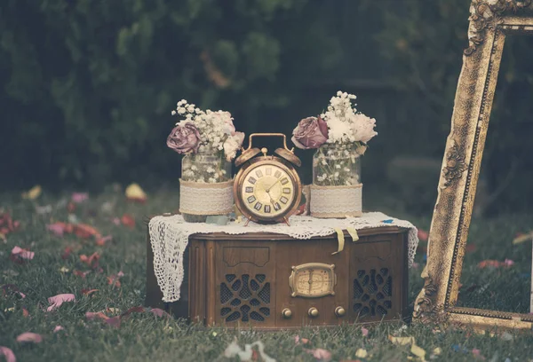 Decoração de casamento vintage ainda vida — Fotografia de Stock