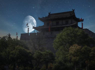 Xi 'an şehrinde gece duvar