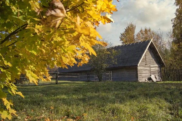 Velha aldeia russa no outono . — Fotografia de Stock