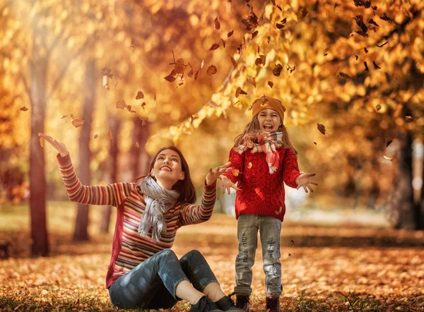 Happy family on autumn walk — Stock Photo, Image