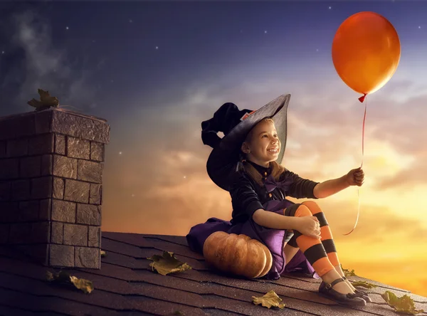 Little witch outdoors — Stock Photo, Image