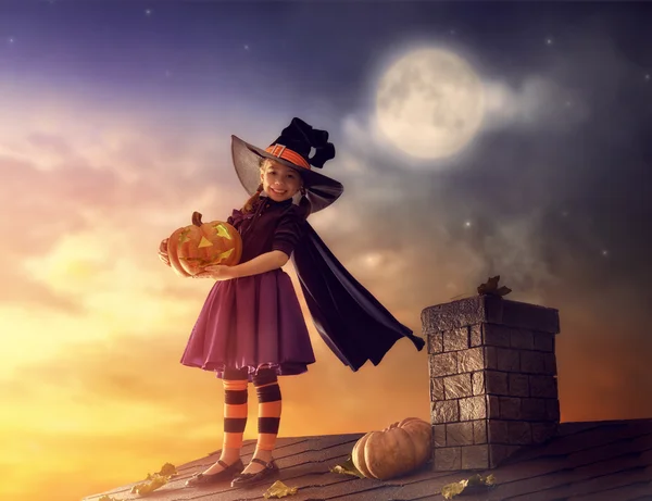 Little witch outdoors — Stock Photo, Image
