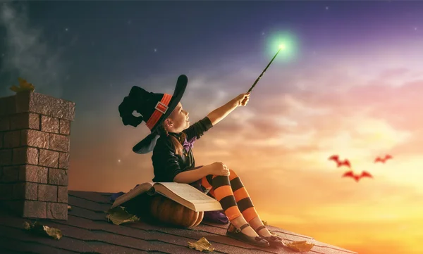 Little witch outdoors — Stock Photo, Image