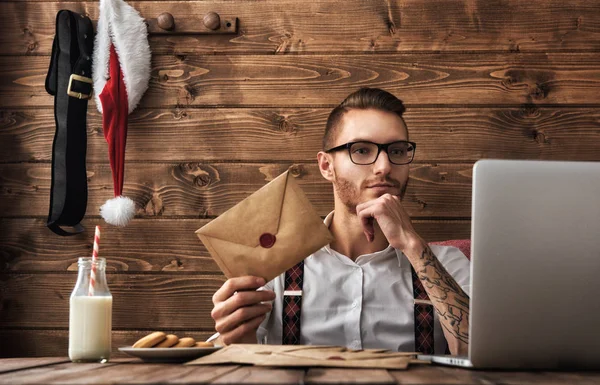 Hipster joven Santa Claus — Foto de Stock